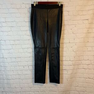 Emerson Fry Vegan Leather Leggings Pants Pull On Skinny Black Faux High Rise